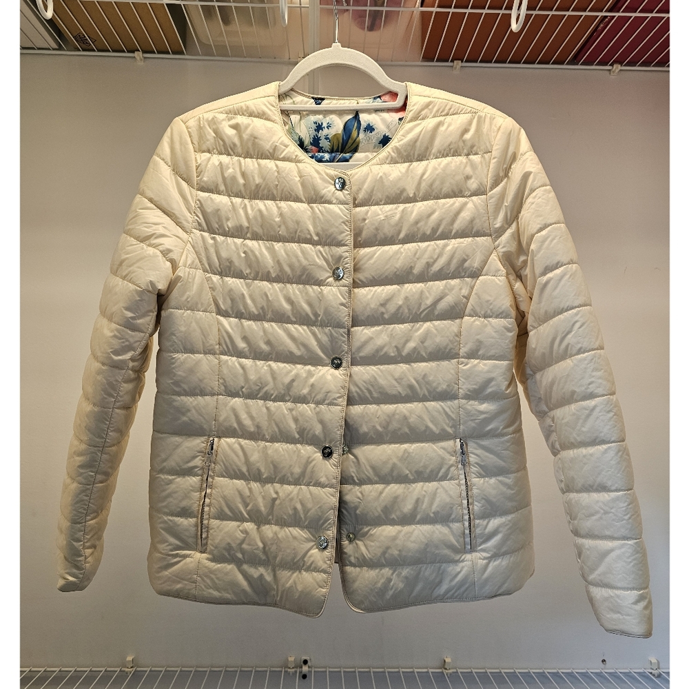 Tommy Bahama Reversible Snap Puffer Jacket - White Sand - Small - BRAND NEW WTAG